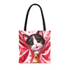 3D Zipper Kitten tote bag, Shopping Bag, Grocery Bag, Library Bag. Cat Lover Bag. Three Sizes to Choose From.