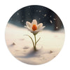 Cute Little Flower Born in the Snow Round Mouse Pad.