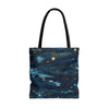 Night Sky embroidery Pattern tote bag, Shopping Bag, Grocery Bag, Library Bag. Three Sizes to Choose From.