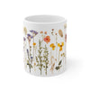 Pressed Wildflowers white Ceramic Mug 11oz.