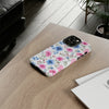 Blue and Pink Floral Tough iPhone Case, Compatible with many of iPhone Models. Please See our iPhone model selection list.