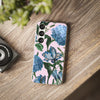 Blue Floral Pattern Flexi Samsung phone Case. Soft phone Case. Compatible with many of Samsung Models. Please See our Samsung model selection list.
