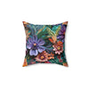 Quill Flowers Throw Pillow.