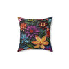 Quill Flowers Throw Pillow.