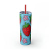 3D Inflated Strawberry Tumbler. Come with Straw, 20oz. Stainless Steel. Double Wall Insulation.