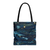 Night Sky embroidery Pattern tote bag, Shopping Bag, Grocery Bag, Library Bag. Three Sizes to Choose From.