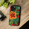 Tropical Flower Embroidery Tough iPhone Case. Compatible with many of iPhone Models. Please See our iPhone model selection list.