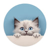 Cute Peekaboo Cat Round Mouse Pad.