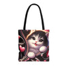 3D Zipper Kitten tote bag, Shopping Bag, Grocery Bag, Library Bag. Cat Lover Bag. Three Sizes to Choose From.