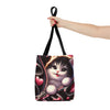 3D Zipper Kitten tote bag, Shopping Bag, Grocery Bag, Library Bag. Cat Lover Bag. Three Sizes to Choose From.