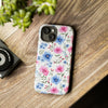 Blue and Pink Floral Tough iPhone Case, Compatible with many of iPhone Models. Please See our iPhone model selection list.