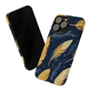Gold Teal Feathers Tough iPhone Case, Compatible with many of iPhone Models. Please See our iPhone model selection list.