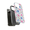 Blue and Pink Floral Tough iPhone Case, Compatible with many of iPhone Models. Please See our iPhone model selection list.