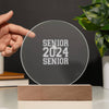 2024 SeniorEngraved Acrylic Plaque, GraduationEngraved Acrylic Plaque With Multi-Color LED Wooden Base.