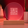 2024 SeniorEngraved Acrylic Plaque, GraduationEngraved Acrylic Plaque With Multi-Color LED Wooden Base.