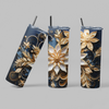 3D Flower Tumbler. Come with Straw, 20oz. Stainless Steel. Double Wall Insulation.