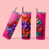 3D Flower Tumbler. Come with Straw, 20oz. Stainless Steel. Double Wall Insulation.